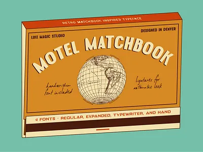 Motel Matchbook - Retro Typeface design matchbook matchbox matches motel retro typography vintage