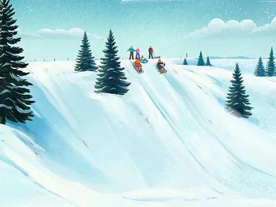 Winter Coffee Slide – Brand Illustration for Animated Campaign animation brand branding campaign canada children christmas coffee gloves illustration motion graphics new year red slide winter