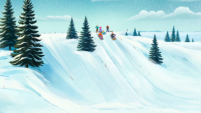 Winter Coffee Slide – Brand Illustration for Animated Campaign animation brand branding campaign canada children christmas coffee gloves illustration motion graphics new year red slide winter
