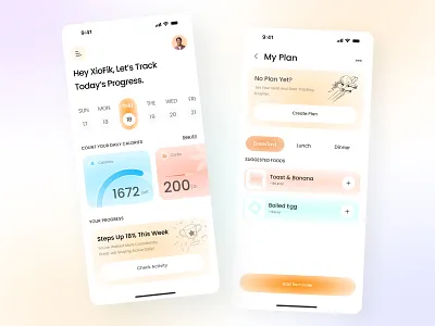 Food Calorie App - Ui Ux Mobile Design android app calorie tracking design figma health healthcare ios app lifestyle minimal mobile app mobile app design nutrition ui ui ux ui design ui ux design uidesign ux ux design wellness
