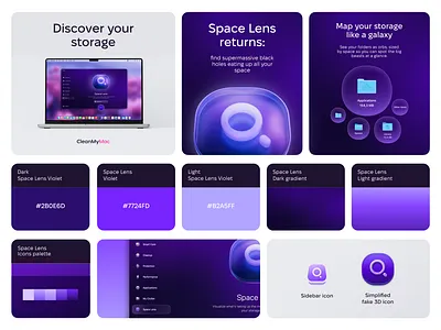 CleanMyMac Space Lens Module app icons branding cleanmymac color palette design graphic design icon icon design icons illustration smm design visual system