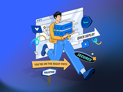 Empowerment of Server Illustration app branding design graphic design header illustration landing logo ui vector