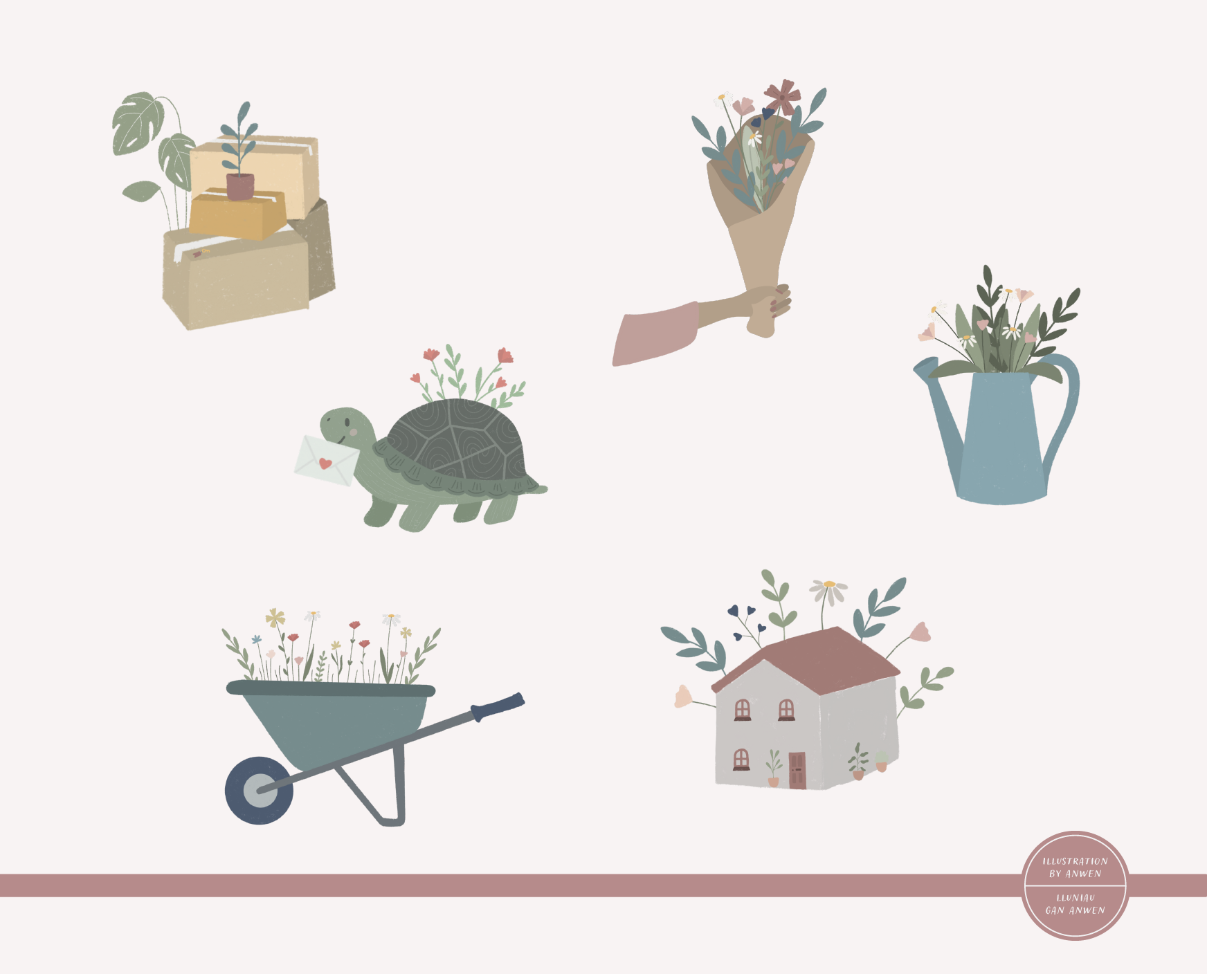 A collection of illustrations for greeting cards