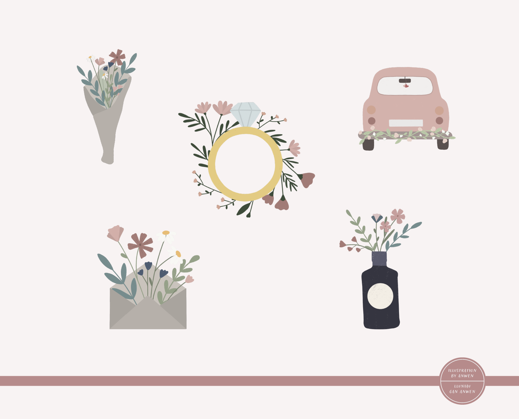 A collection of illustrations created for greeting cards