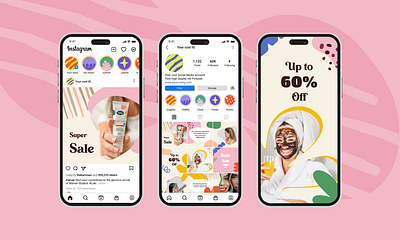 Instagram social posts ad banner cover hand made highlight illustartion instagram post social media story