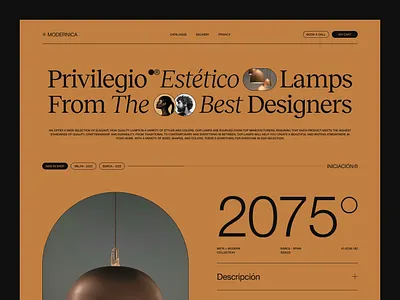 Modernica - Premium Lamps branding clean design graphic design helvetica hero interface landing page layout minimal product typography ui uidesign ux uxdesign visual web webdesign website