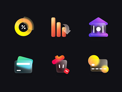 Finance Icon Set 3d glassmorphism 3dicons businessicons editableicons illustration