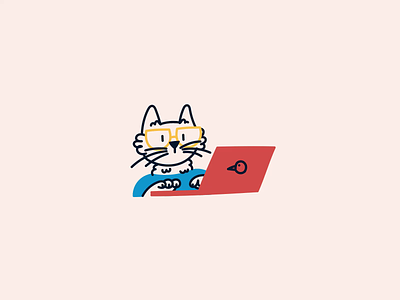 Working cat after effects animation cat character computer cute design dev gato gif illustration kitten loop lottie motion stroke vector web work working