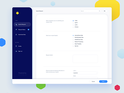 Data Privacy SaaS Concept data privacy dsr saas ui ux