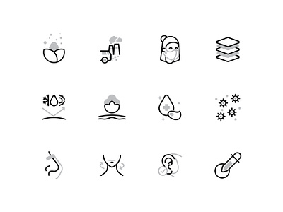 Allergy Icons allergic allergy bacteria corona virus face mask germ graphic design healthcare icon iconography line icon medic medical medical mask pollen pollution semi glyph sneeze ui icon virus