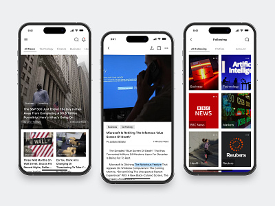 News Reading Mobile App app article clean design feed fireart inner ios list news read ui ux