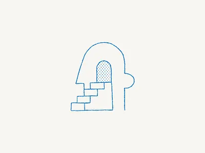 "Stairs to Your Mind" - line art illustration of a human head. abstract creativity design door geometry graphic design head healing illustration line art line drawing mind minimalism minimalist modern simplicity stairs surreal thinking