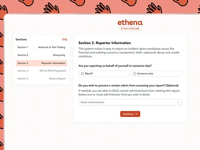 Ethics Hotline ethics form design research stepper ui user experience
