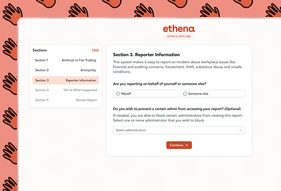 Ethics Hotline ethics form design research stepper ui user experience
