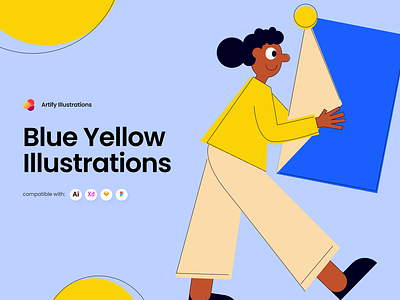 Free Blue Yellow Illustration blue character download free freebie illustration illustrations svg vector yellow