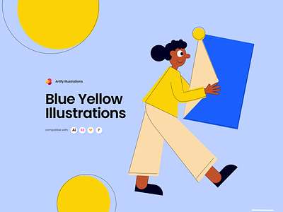 Free Blue Yellow Illustration blue character download free freebie illustration illustrations svg vector yellow