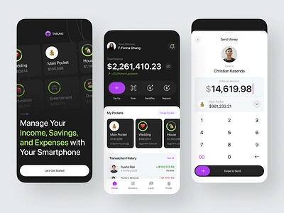 TABUNG - Finance Mobile App app bank banking card clean crypto design dollar finance fintech mobile money money transfer savings transaction transfer ui uiux ux wallet