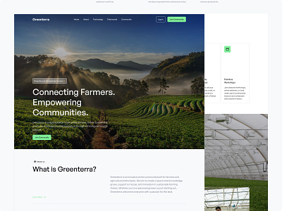 Greenterra - Agriculture Community Landingpage agriculture branding community design digital digital revo eco friendly elegant design farmer future green home page landing page minimalist ui ux