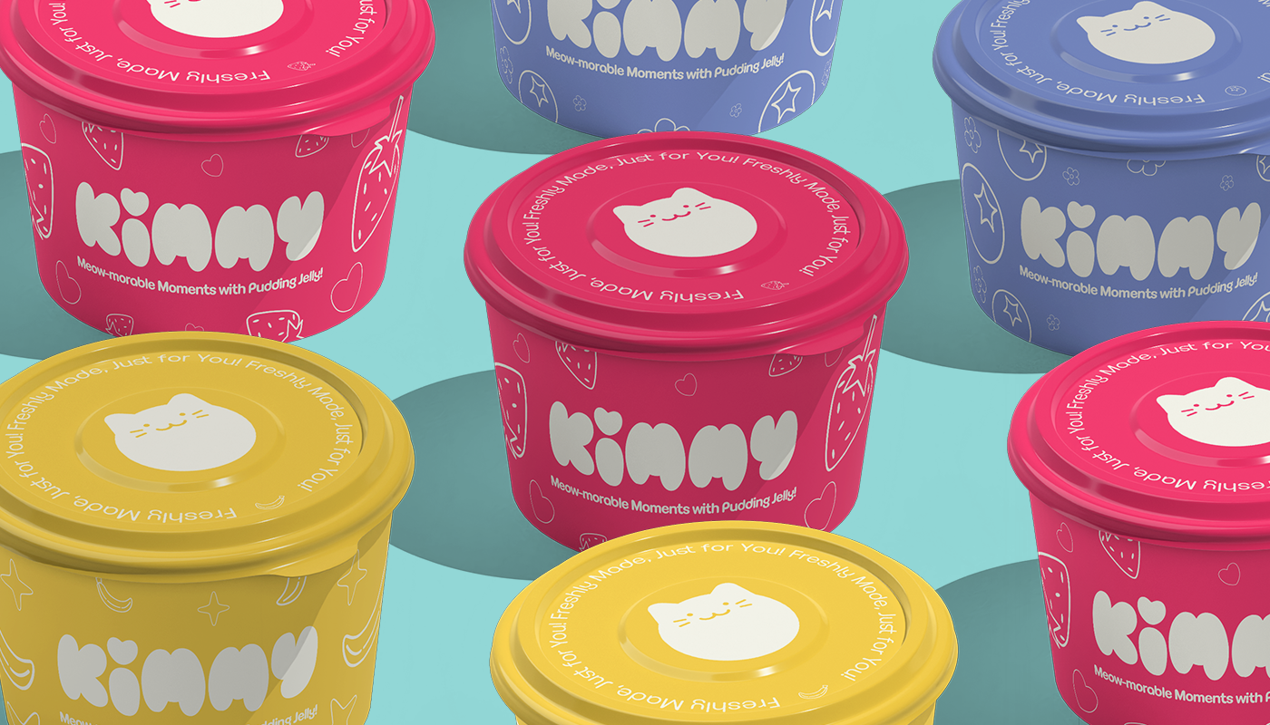 Kimmy – Playful Dessert Branding animal brand visual branding business cake cartoon cat cat logo cute food gelato identity kitchen logo logo designer logo mark mark mascot tasty wordmark