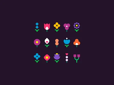 Tiny flower icons botanica floral flower garden icon icons illustration minimal plant symbol