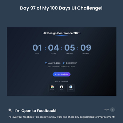 Day 97/100 - Event Countdown Timer UI simple ui
