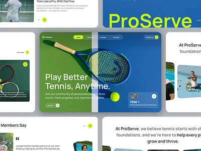 ProServe - Tennis Community Landing Page landingpage sport sportlandingpage tennis tennislandingpage ui uiux ux webdesign