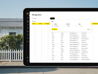 Real Estate Dashboard app dashboard design filter interaction interface list popup real estate sidebar tablet ui ui ux ux web website