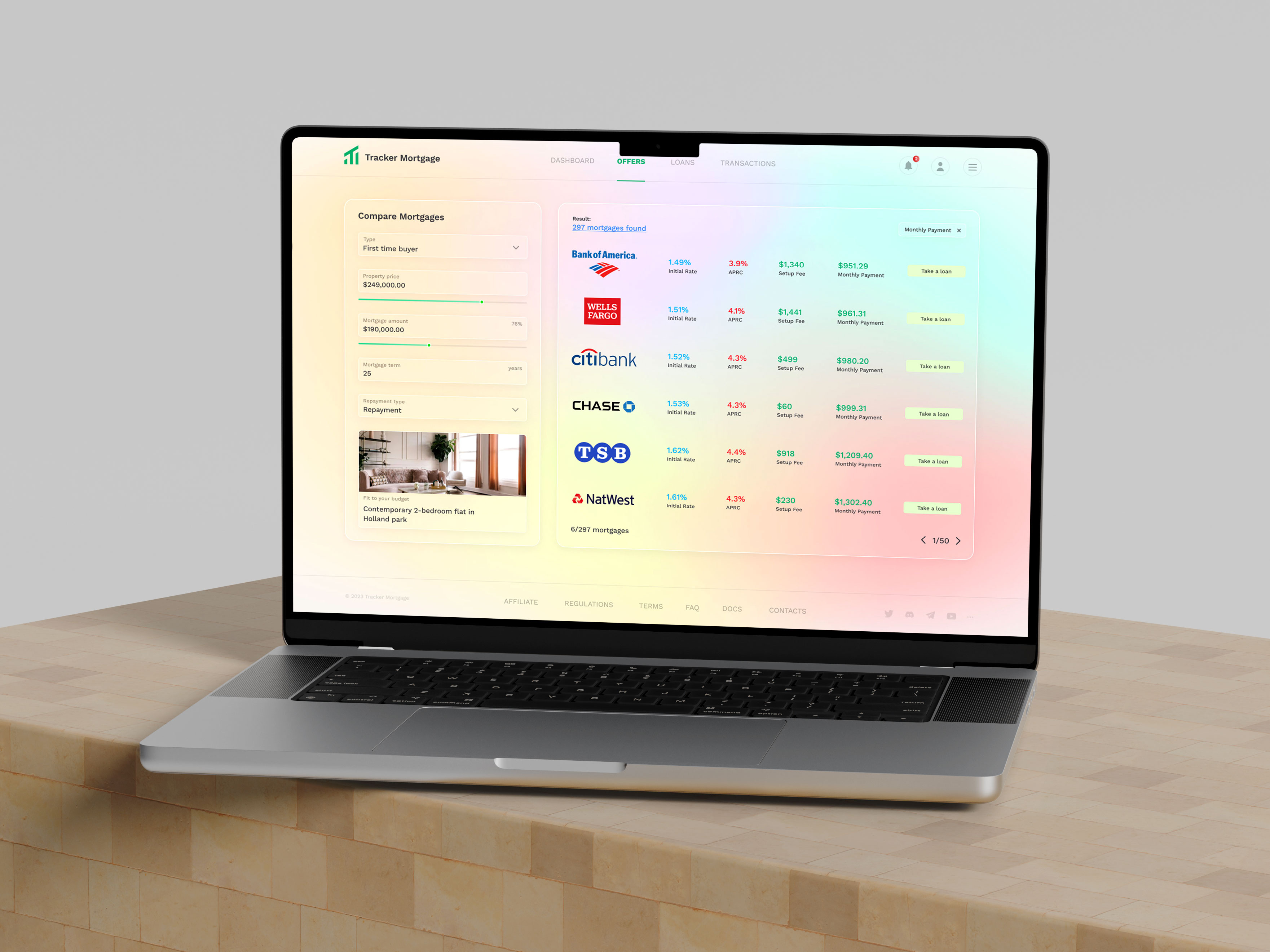 Mortgage & Loan Dashboard Design Template banking branding dashboard financial gradient loan loans mortgage payments product design real estate saas template tracker ui user panel ux web design web ui website