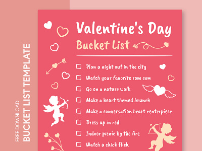 Couples Valentine's Day Bucket List Free Google Docs Template bucket bucketlist check checklist docs goals google list print printing template templates todolist valentine valentines wish wishlist