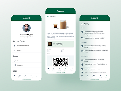 Versify app — profile, rewards & activity interaction design