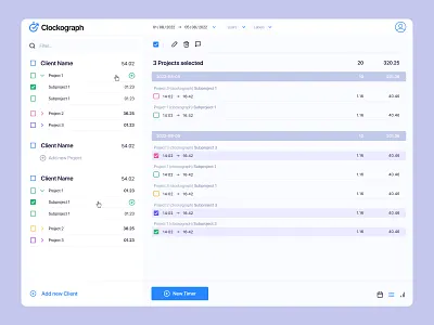 Clockograph Dashboard blue clockograph dashboard green grey light pink portugal time management web website white