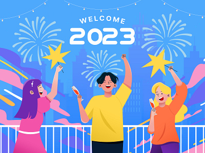 Happy New Year 2023 | Sunnyday adobe illustrator art artwork blue challenge character clean design digitalart graphic design illustration illustrator new year new year 2023 visual identity