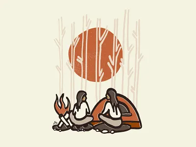 Love lit by firelight campfirelove campfirenights campingillustration cozycampfire forestadventure getoutdoors loveforcamping loveforthegreatoutdoors natureillustration rusticoutdoorscene starlightstories sunpainted sunsetmagic sunsetscene whimsicalart wildernessdusk