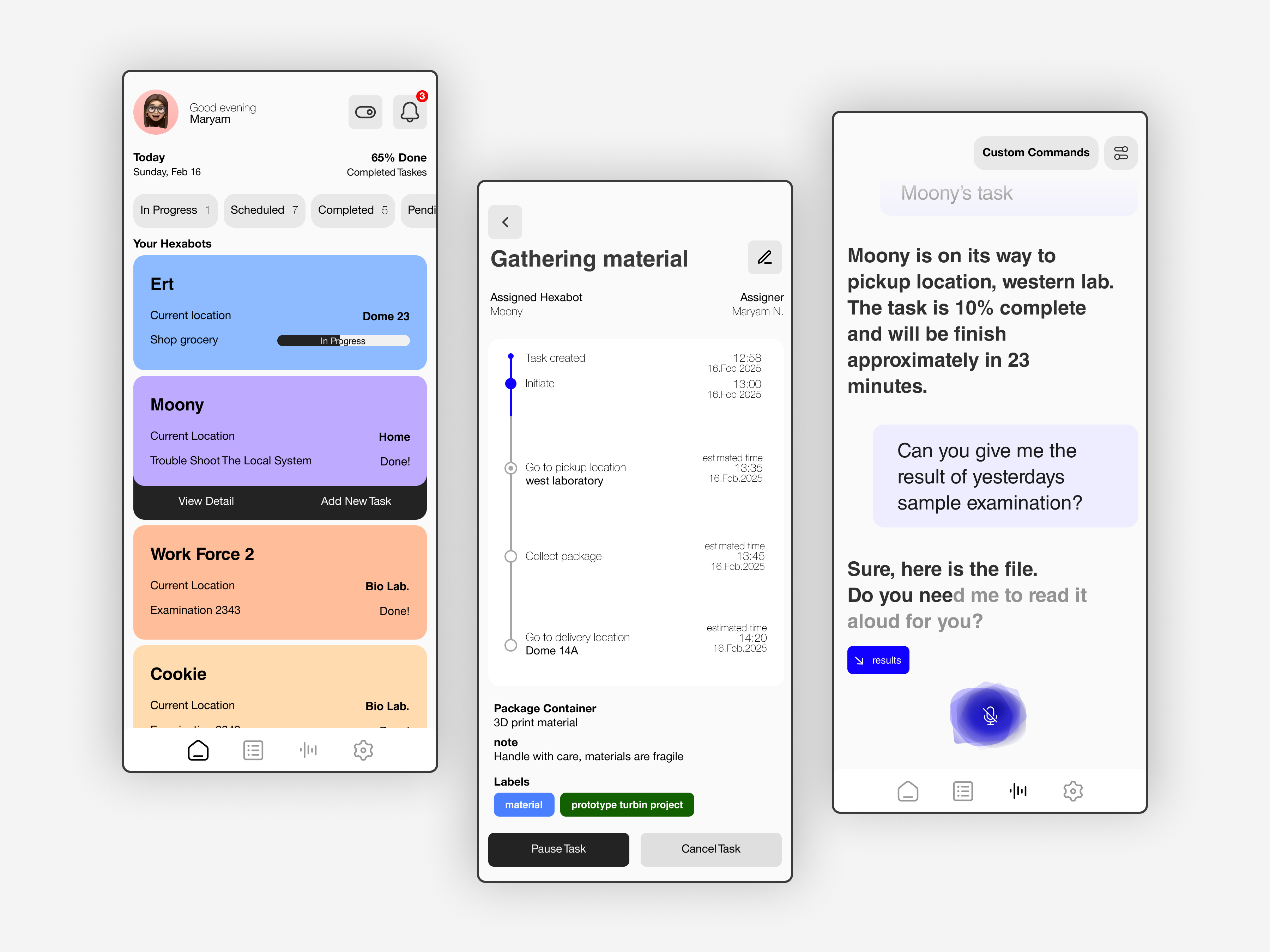 Example of Lunabots - Mobile Application