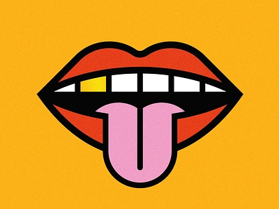 Hi! gold icon illustration lips mouth smile tongue