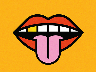 Hi! gold icon illustration lips mouth smile tongue