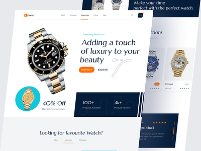 Prakuo- Watch Store Concept Landing Page design apple watch clean creative design ecommerce website electronice device falconthought landing page luxury watches online shop shopping smart watch website smart world time ui ui design unique design watch web website