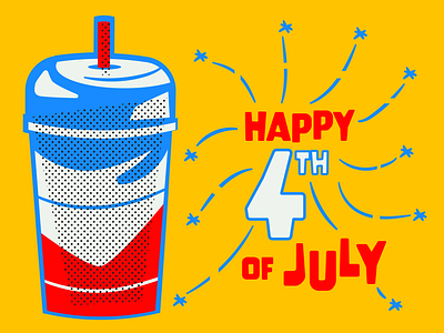 Happy 4th of July 4th of july america cold cup comic strip style fire cracker fireworks holiday ice cold drink icee independence day slurpee summer united states vintage