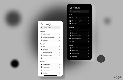 Mobile Setting dailyui figma graphic design mobilesetting setting ui uiresearch ux