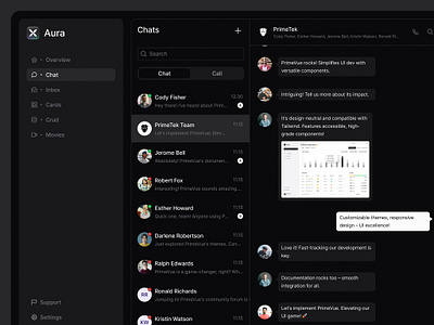 💭 Chat Screen for Aura Dark animation clean figma graphic design illustration ui vector