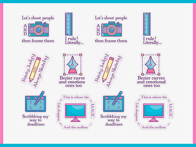 Sticker pack to keep creatives motivated! 3d animation app art artwork branding design fashion graphic design icon illustration logo motion graphics photography trending typography ui ux vector weekly warmup