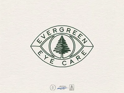 Evergreen Eye Care Secondary Logo badge brand design brand identity branding branding design classic emblem evergreen eye hand drawn identity design illustration logo logo design medical new york optometry tree vintage visual identity