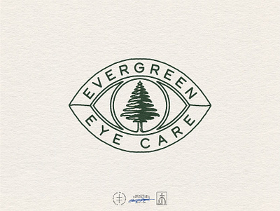 Evergreen Eye Care Secondary Logo badge brand design brand identity branding branding design classic emblem evergreen eye hand drawn identity design illustration logo logo design medical new york optometry tree vintage visual identity