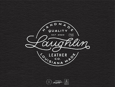 Laughlin Leather Co. Logo System badge black and white brand design brand identity branding branding design emblem hand drawn handdrawn identity design leather lettering logo logo design script typography vintage visual identity
