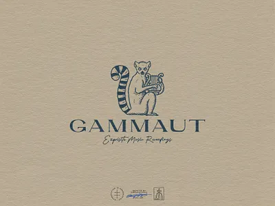 Gammaut Secondary Logo brand design brand identity branding branding design elegant graphic design hand drawn identity design illustration instrument lemur logo logo design logo designer mascot medieval sophisticated typography vintage visual identity