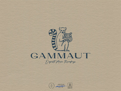 Gammaut Secondary Logo brand design brand identity branding branding design elegant graphic design hand drawn identity design illustration instrument lemur logo logo design logo designer mascot medieval sophisticated typography vintage visual identity