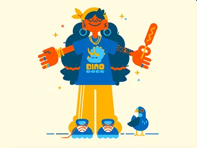 Corn dog girl corn dog girl illustration limited color palette pigeon vector