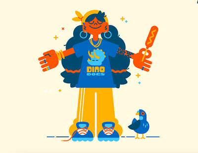 Corn dog girl corn dog girl illustration limited color palette pigeon vector