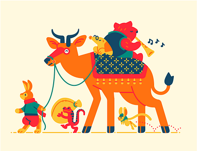 Travelers animals hare hartebeest huevember illustration jerboa limited color palette mole salamander vector wombat