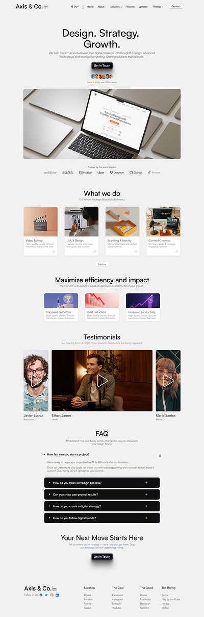 Axis & Co Agency Web Design agency brand branding figma portfolio ui website white design